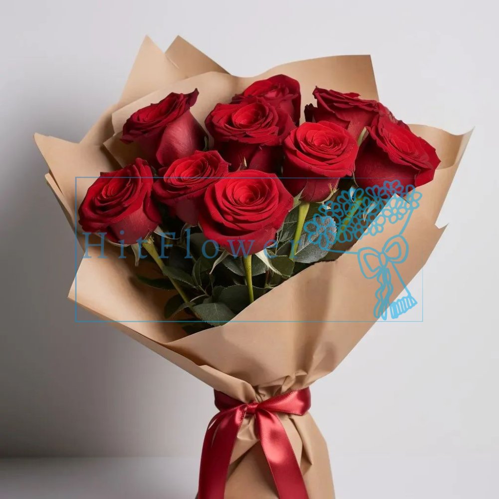 Букет из 9 красных роз Букет роз 9 красных роз